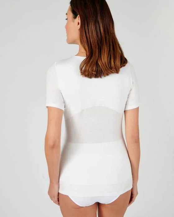 Tee-shirt manches courtes finition dentelle, effet relaxant Thermolactyl
