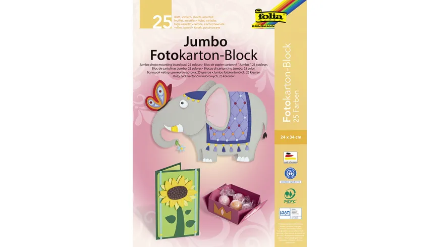 folia Jumbo-Fotokartonblock 25 Blatt 24 x 34 cm sortiert