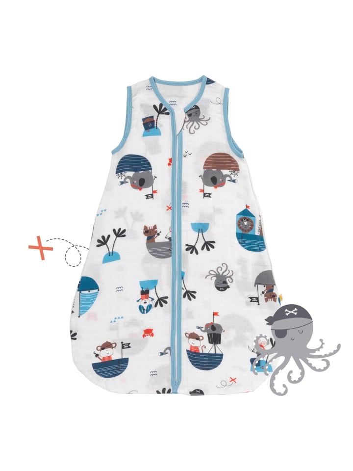 Schlummersack Musselin Babyschlafsack, 0.5 TOG in Hellblau-Rot günstig kaufen
