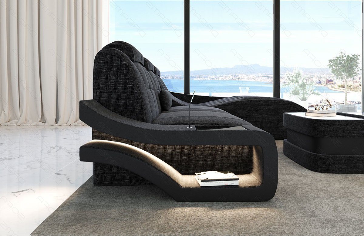 Sofa Dreams Ecksofa Polster Stoff Sofa Elegante H - L Form Stoffsofa Couch, mit LED, wahlweise mit Bettfunktion