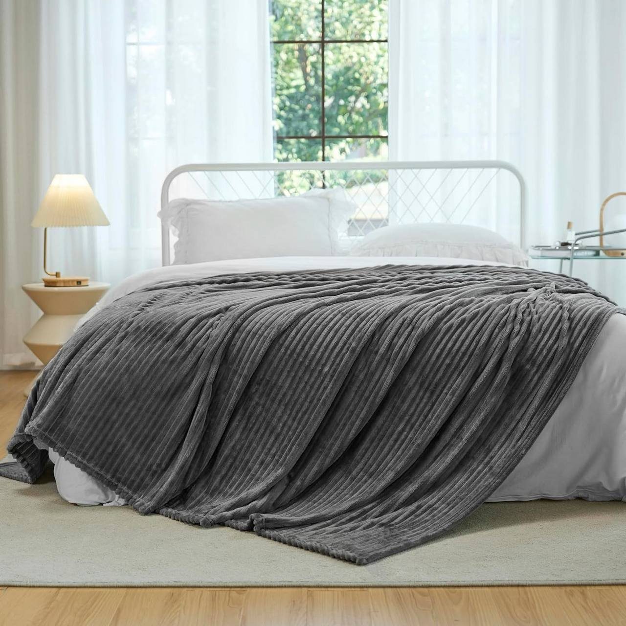 Wohndecke, Woltu, Kuscheldecke Flanell mit Streifenmuster