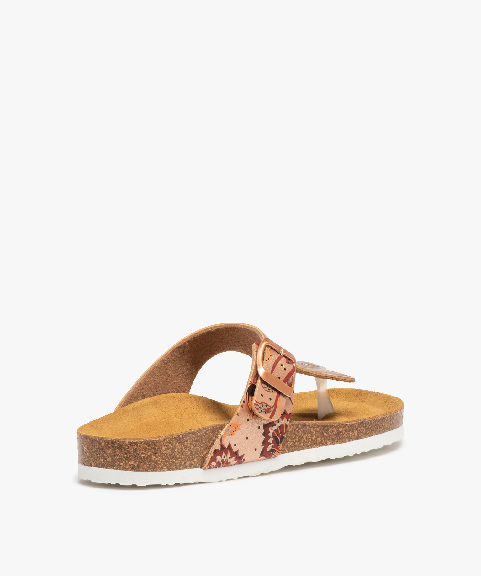 Sandales femme plates à bride entre-doigts métallisée rose | GEMO