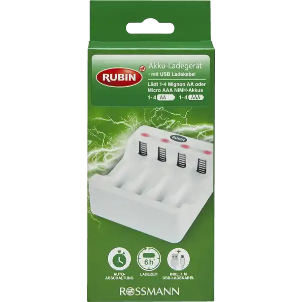 Akku-Ladegerät mit USB Ladekabel