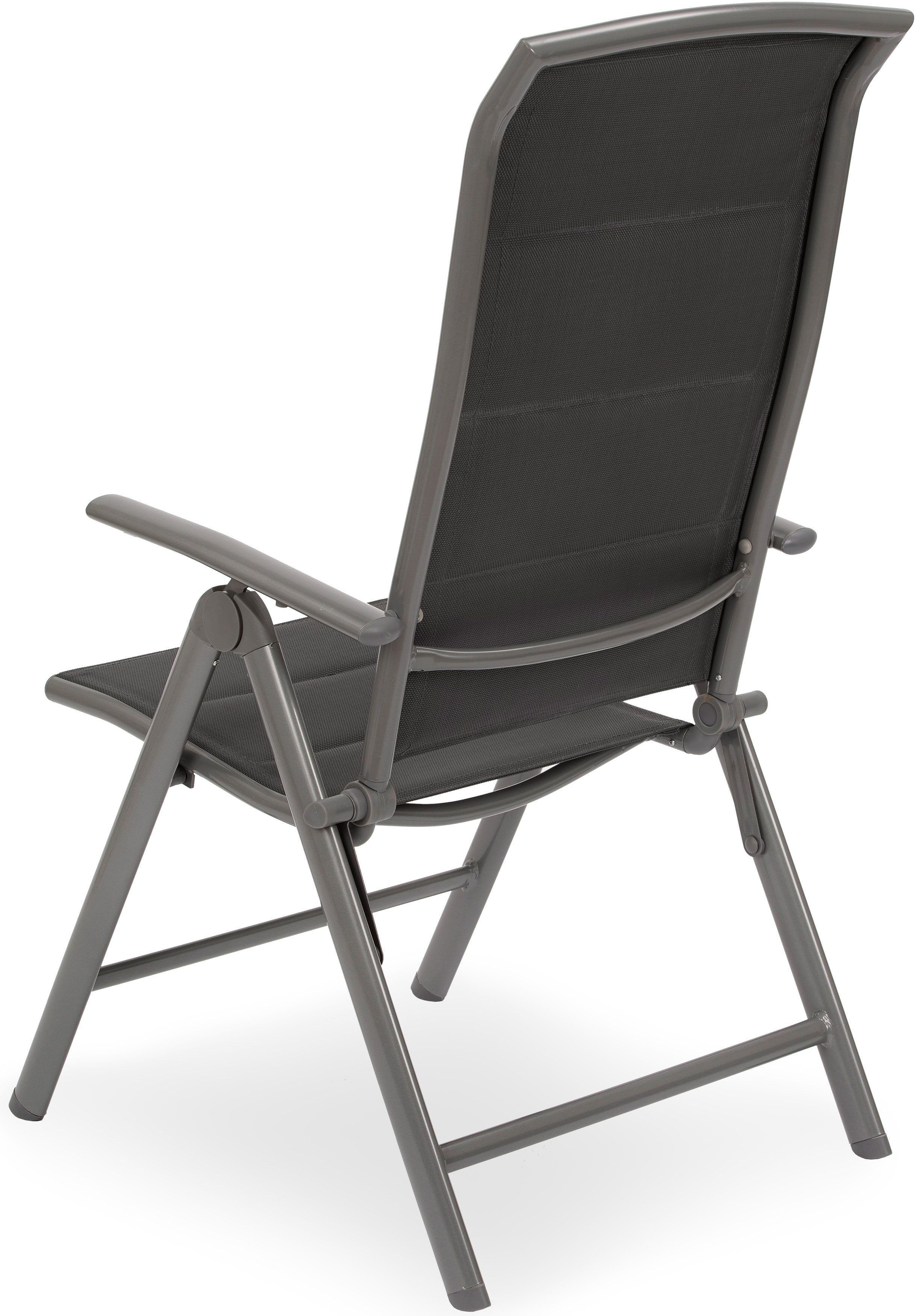BRUBAKER Gartenstuhl Milano (Gepolstert und wetterfest, 1 St), Gestell aus Aluminium, 8-fach verstellbare Rückenlehne