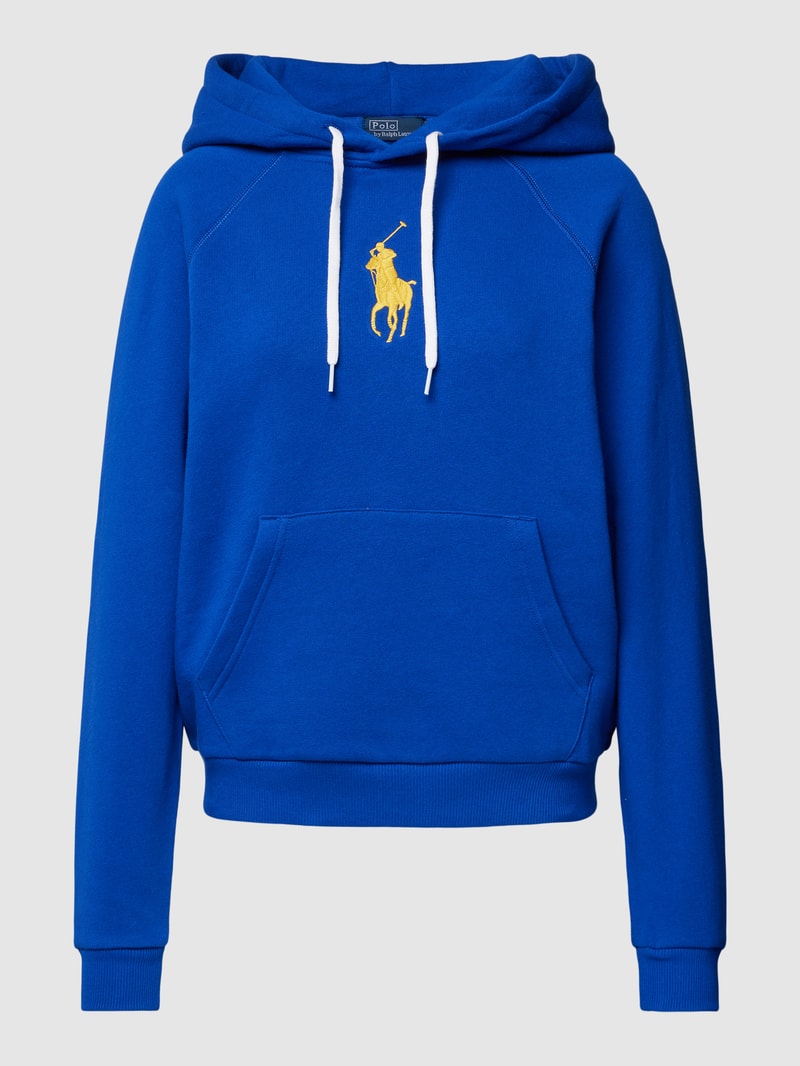 Hoodie mit Label-Stitching in blau