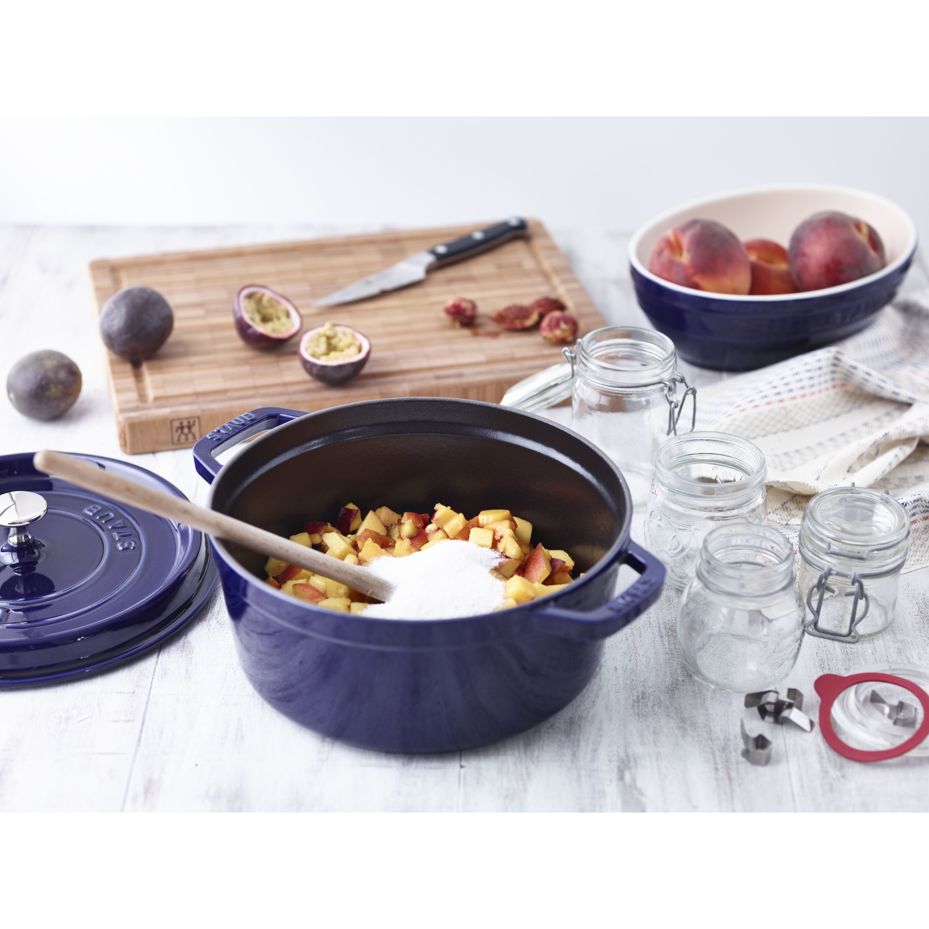 Cocotte 26 cm, rund, Dunkelblau, Gusseisen