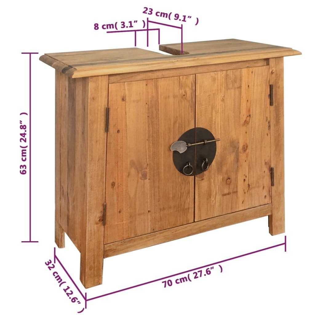 vidaXL Badezimmerspiegelschrank Badezimmer-Unterschrank Massivholz Kiefer 70x32x63 cm