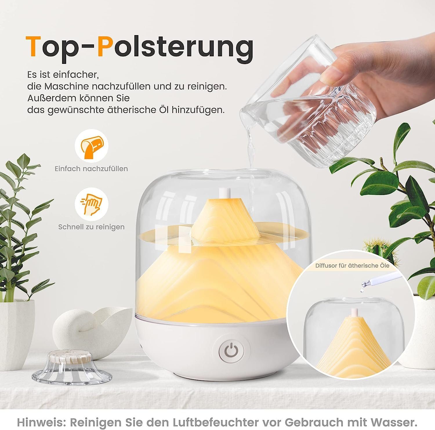 MOUTEN Luftbefeuchter 700 ml Luftbefeuchter Schlafzimmer, USB-Luftbefeuchter Ultraschall