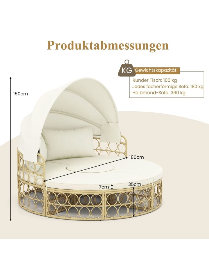 COSTWAY Rattan Sonneninsel mit Beistelltisch in Beige günstig kaufen onesize