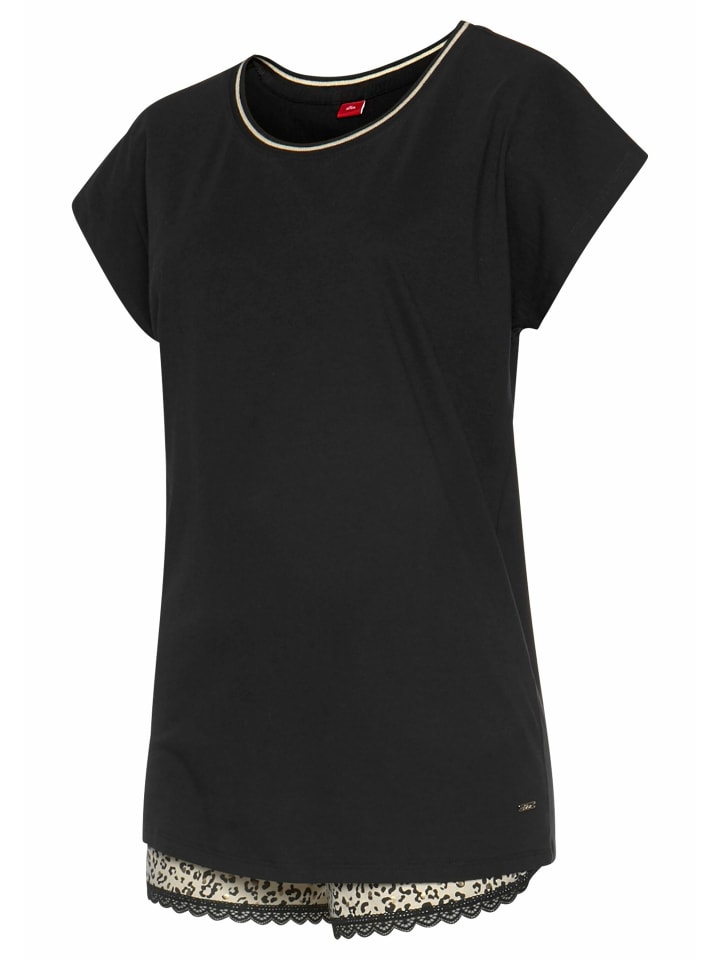 s.Oliver Shorty in schwarz-beige-gemustert-mehrfarbig günstig kaufen 32/34