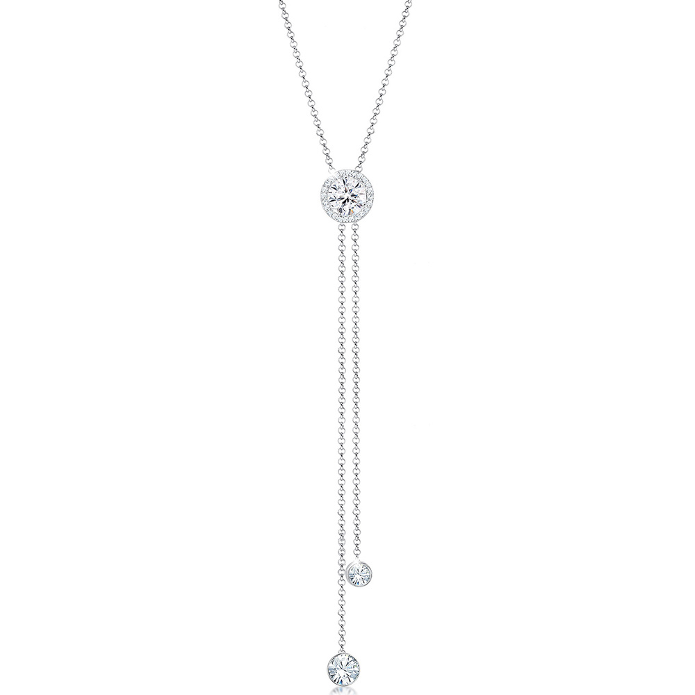 Elli PREMIUM Elli PREMIUM Collier Femme Forme Y Simple Cristal de - (925/1000) Argent collier