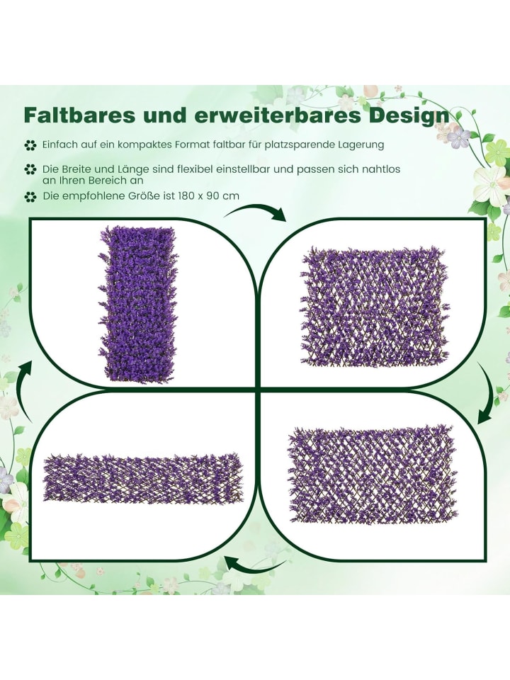 COSTWAY Künstliche Pflanzenwand Sichtschutz 180x90cm in Lila günstig kaufen onesize