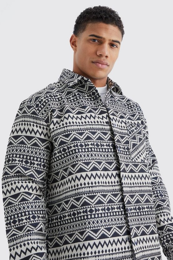Langärmliges Oversize Jacquard Overshirt