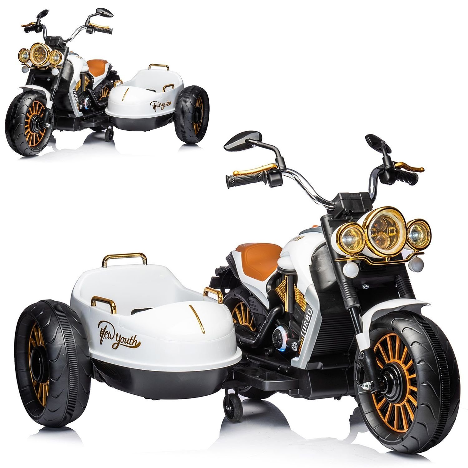 Chipolino electric children's motorcycle Children's electric motorcycle DUO, load capacity 50 kg, TRON, sidecar, music function, for 2 children