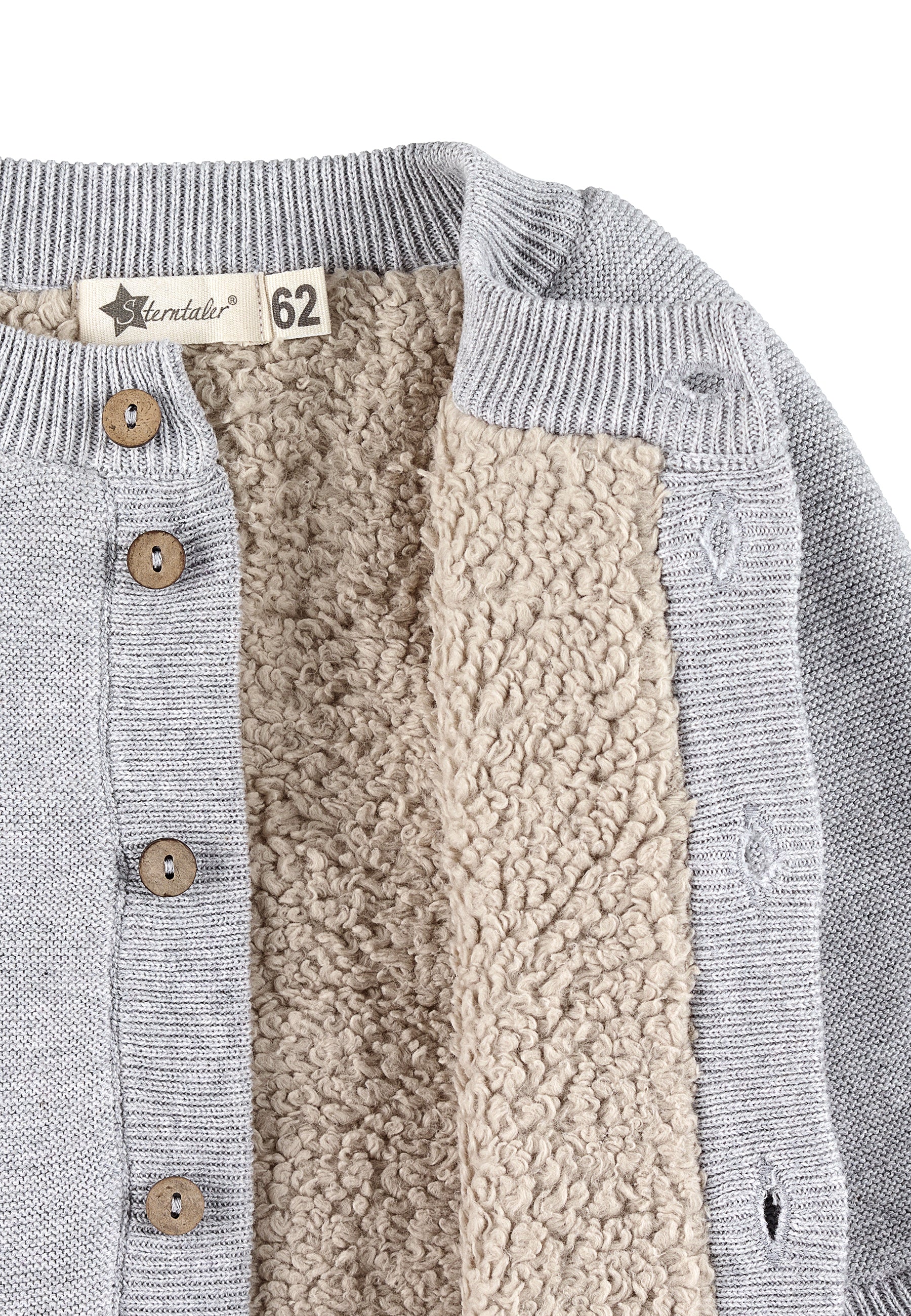 GOTS Strick-Jacke mit Stern am Rücken in 4 Farben