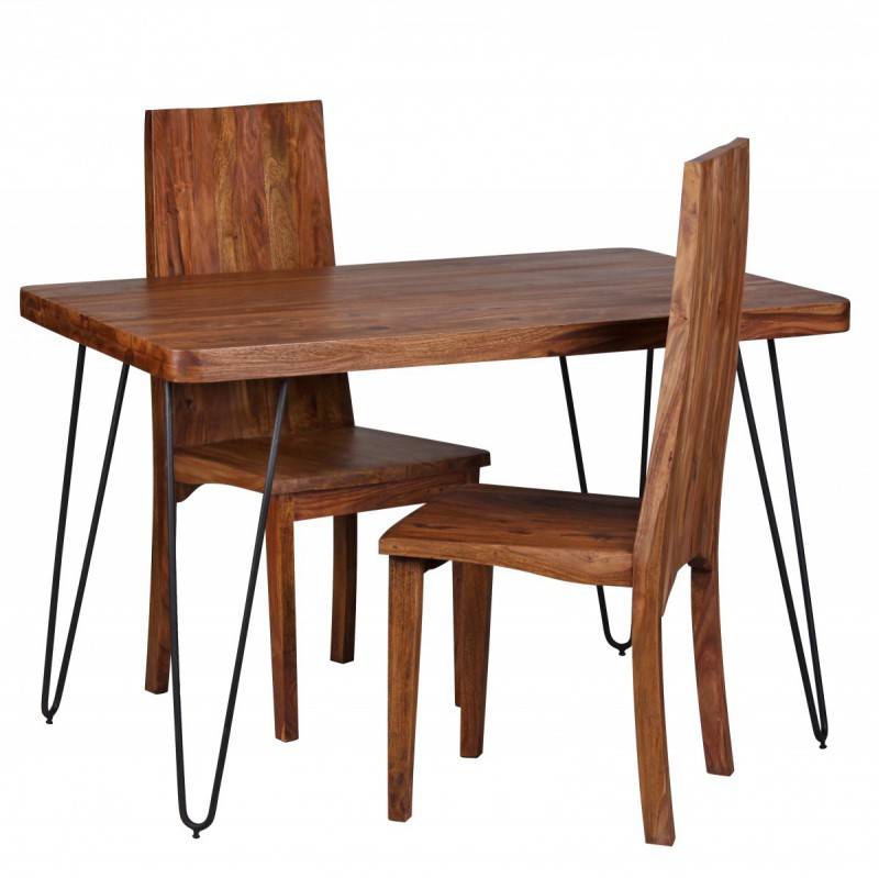Wohnling Massivholz Sheesham Esstisch 120 x 80 x 76 cm Küchentisch Massiv