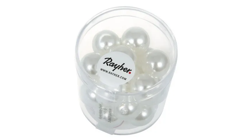 Rayher - RENAISSANCE GLASWACHSPERLEN 12MM SCHNEEWEISS 21 STÜCK DOSE 14404100
