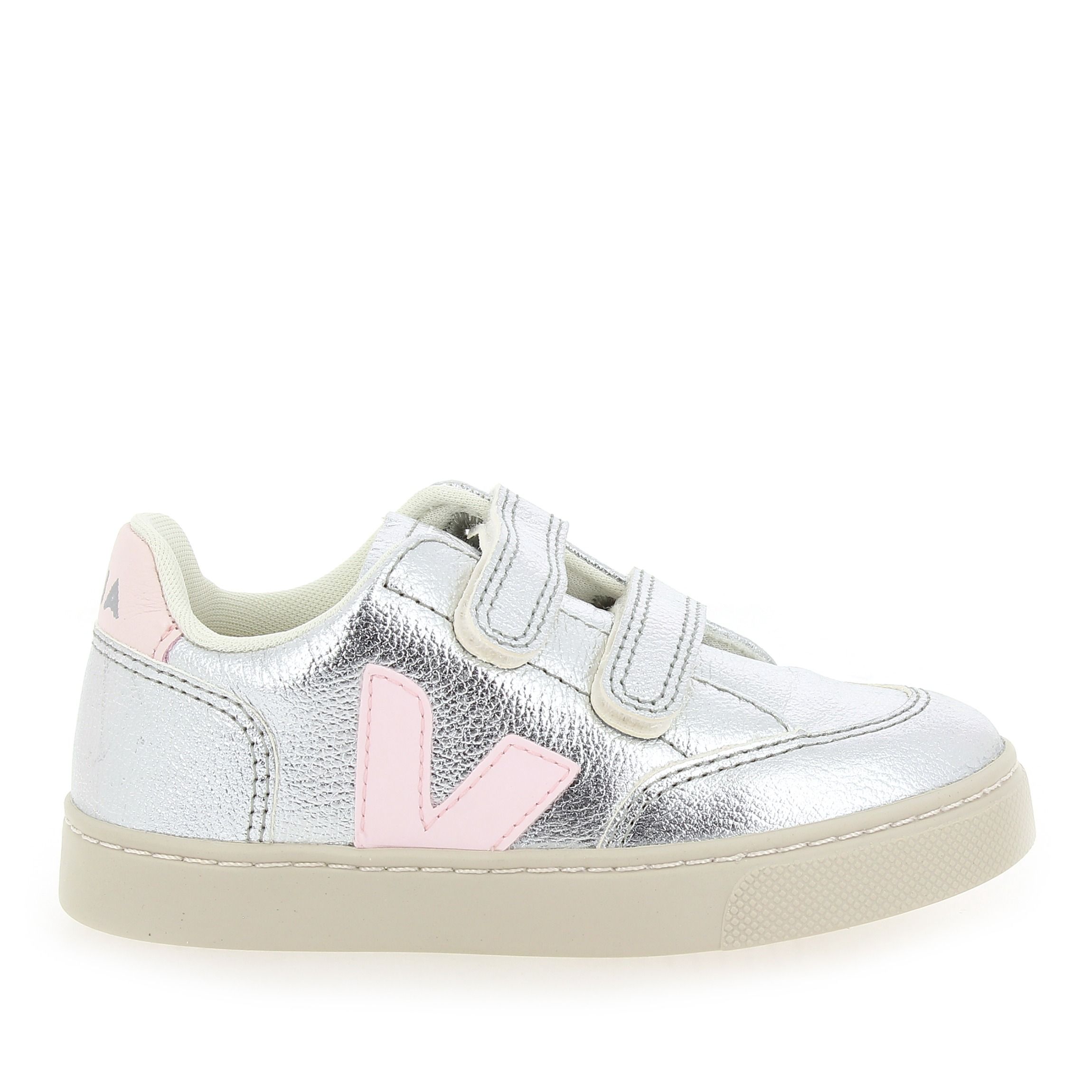 Veja  SMALL V12 VELCRO - Argent Rose
