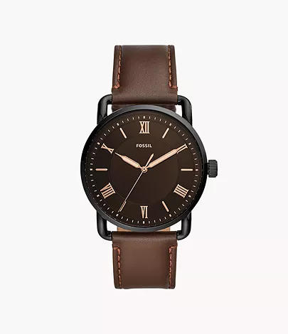 Fossil Uhr Copeland 42 mm 3-Zeiger-Werk Leder braun