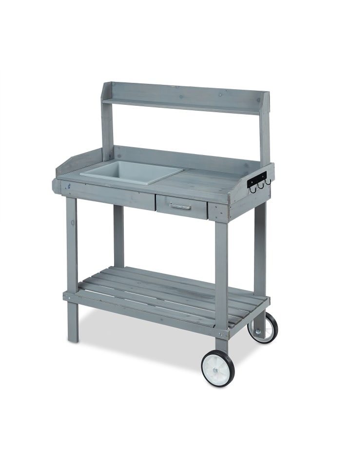 relaxdays Pflanztisch in Grau - (B)97 x (H)120 x (T)49 cm günstig kaufen onesize