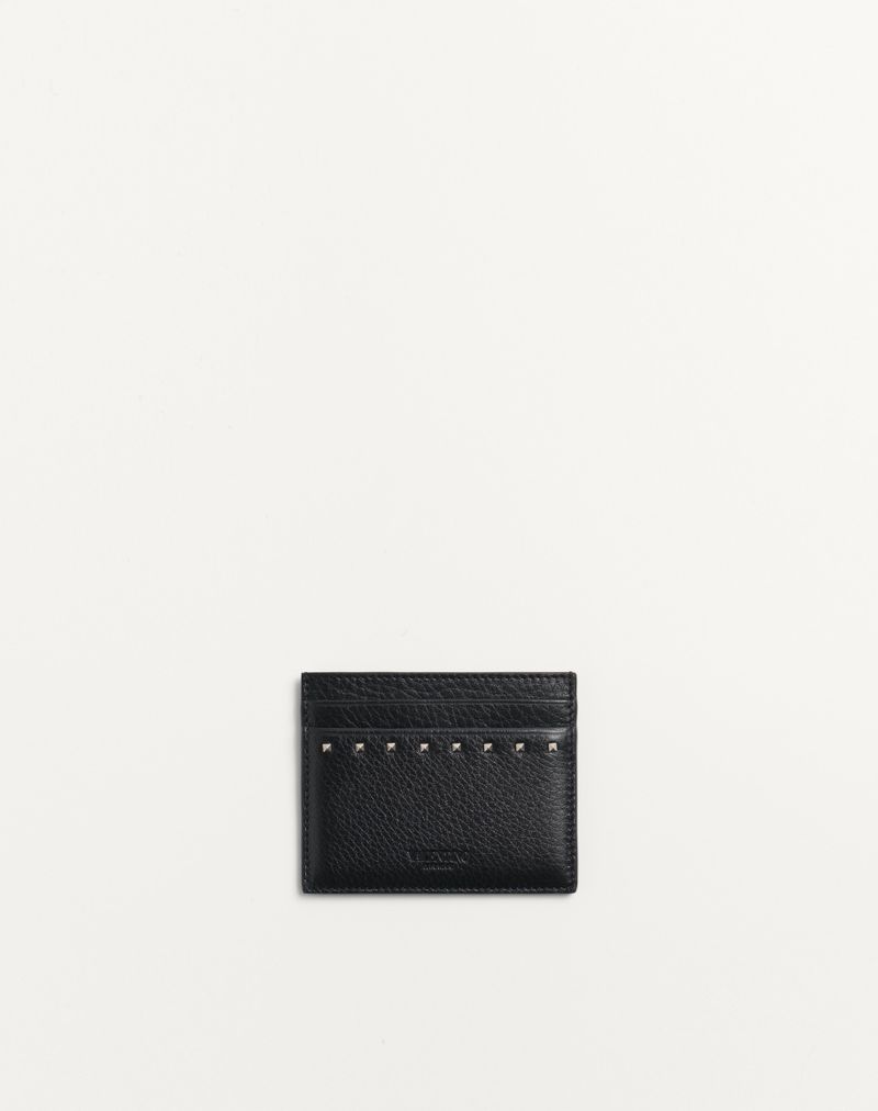 Rockstud kortholder i granatfarvet kalveskind