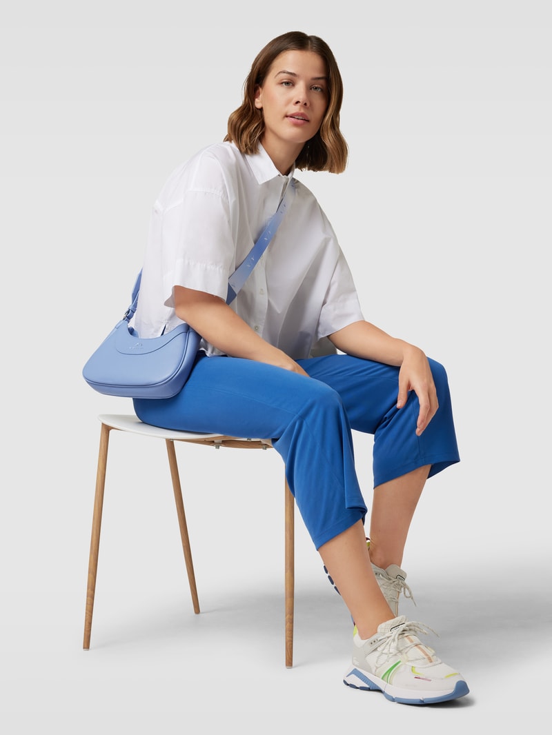 Handtasche mit Label-Detail Modell 'WAVE' in rauchblau