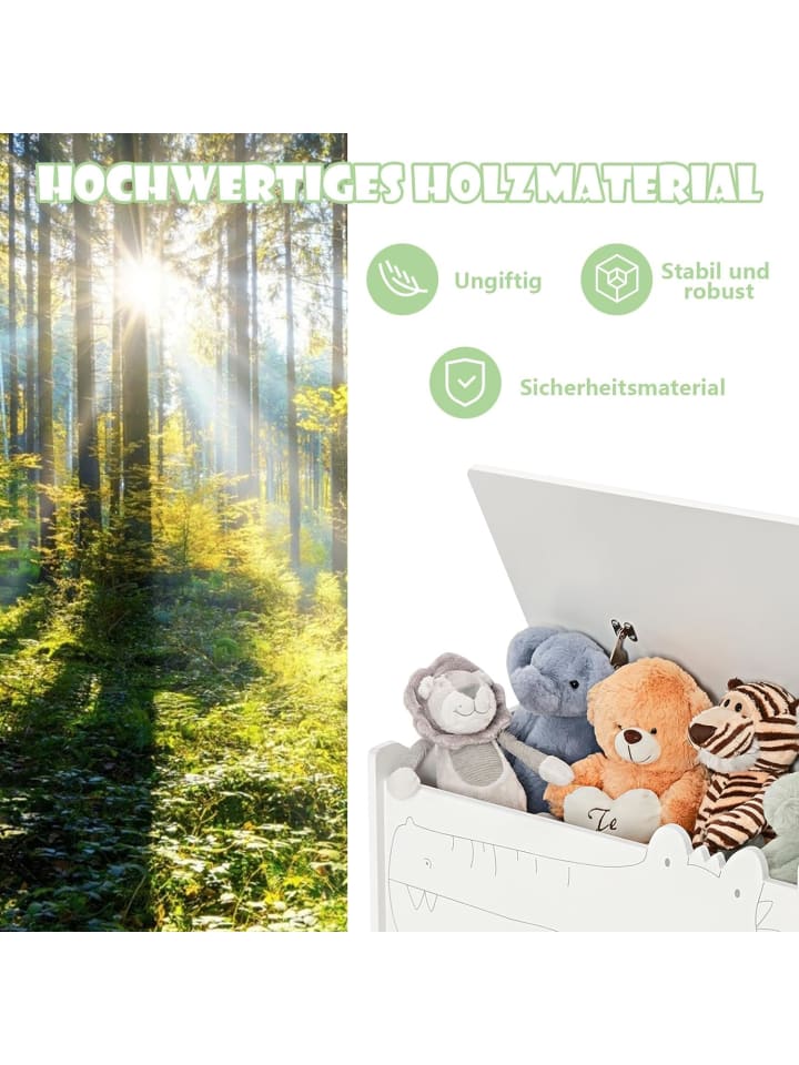 COSTWAY Spielzeugtruhe 2 in 1 in Weiß günstig kaufen 60 cm