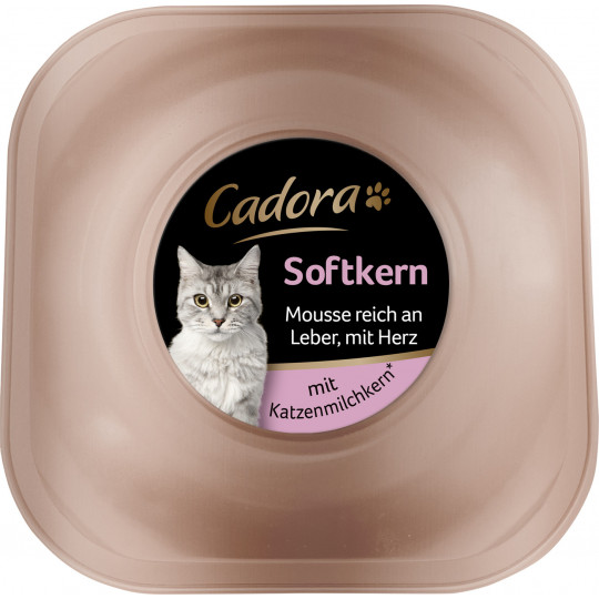 Cadora Softkern Mousse reich an Leber mit Herz mit Katzenmilchkern 85G