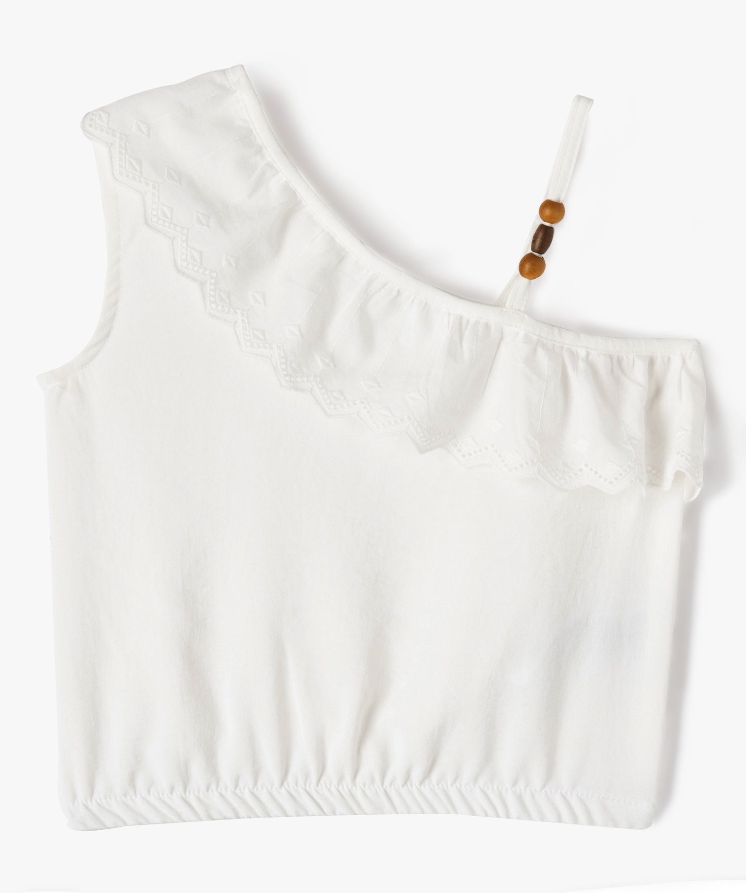 Blouse fluide asymétrique fille ecru | GEMO