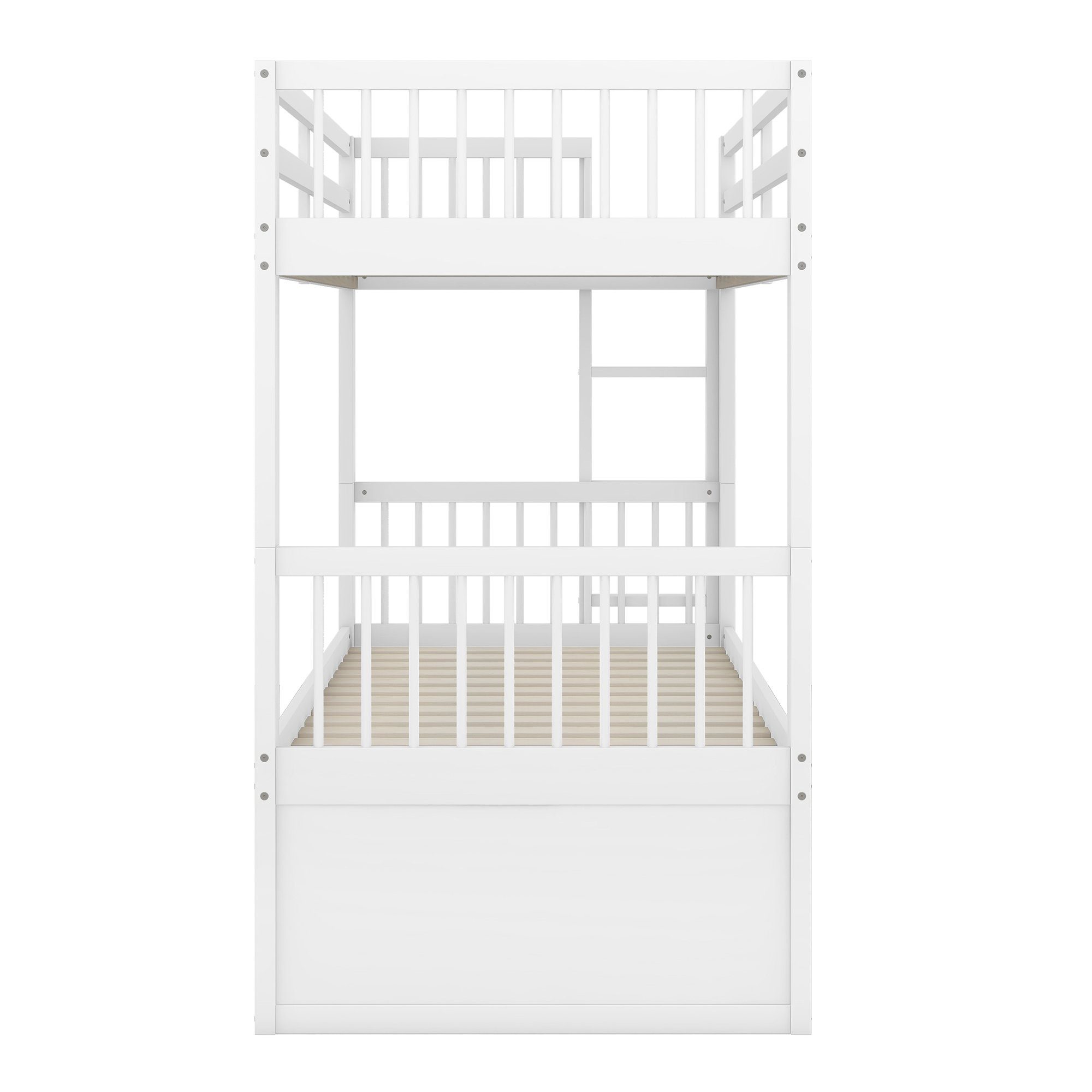 REDOM Bett Etagenbett Kinderbett Hausbet Einzelbett (Bettgestell aus Kiefer und MDF mit Leiter undausziehbarem Bett, 3 Schubladen), 90x200cm, Matratze nicht enthalten