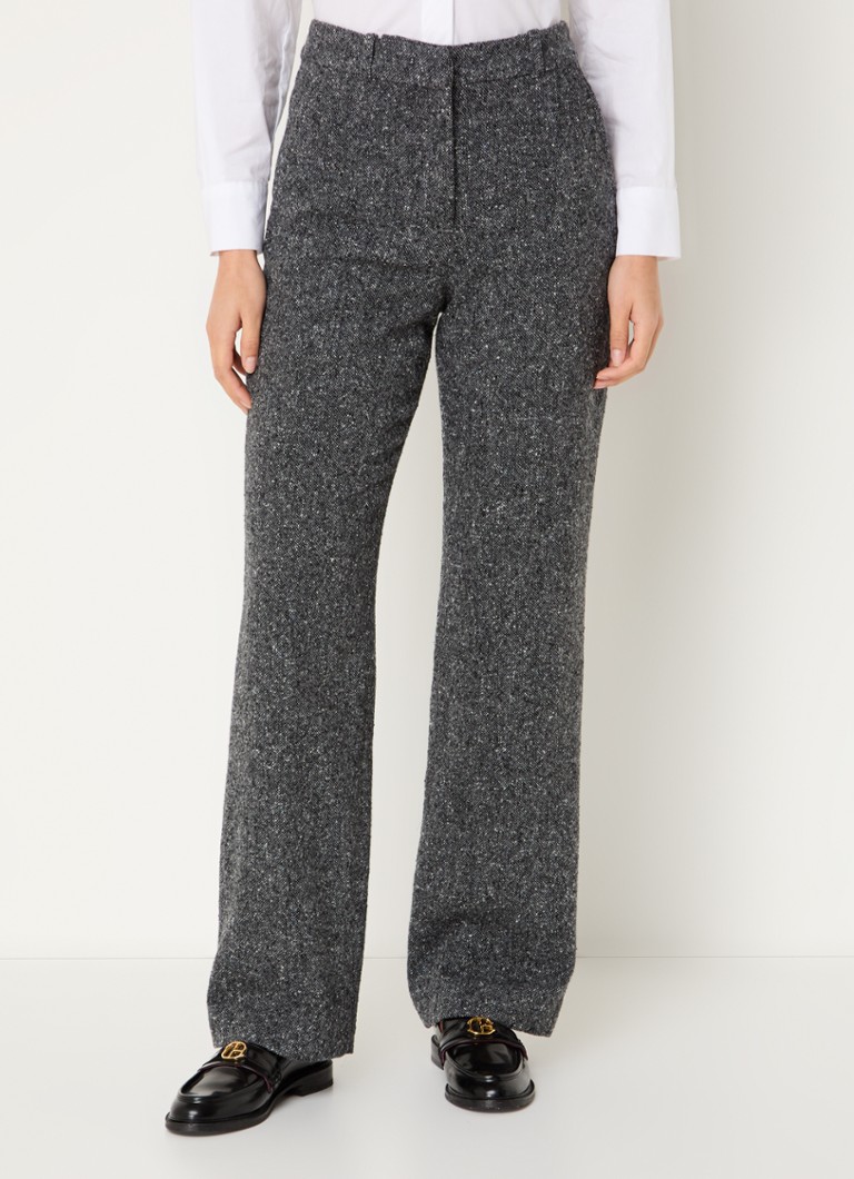 Calças de tweed Claudie Pierlot Pilia de cintura alta e corte amplo com bolsos laterais.