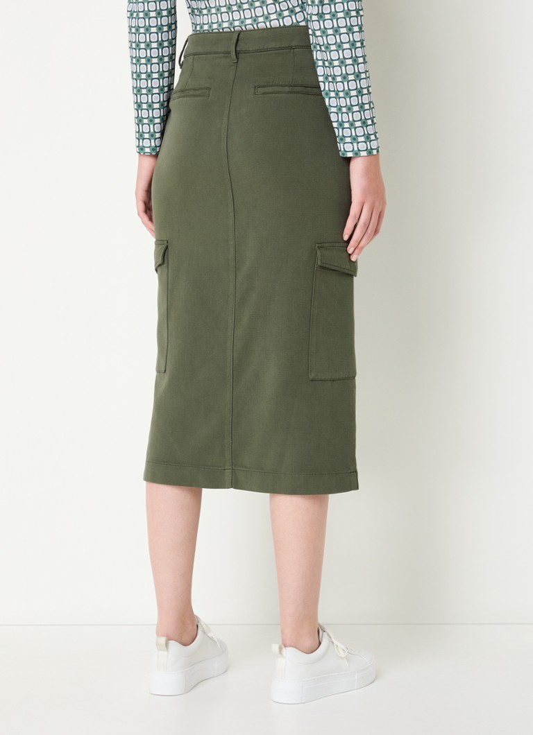 River Woods Midirock aus Lyocell-Mischgewebe mit aufgesetzten Taschen und Schlitz