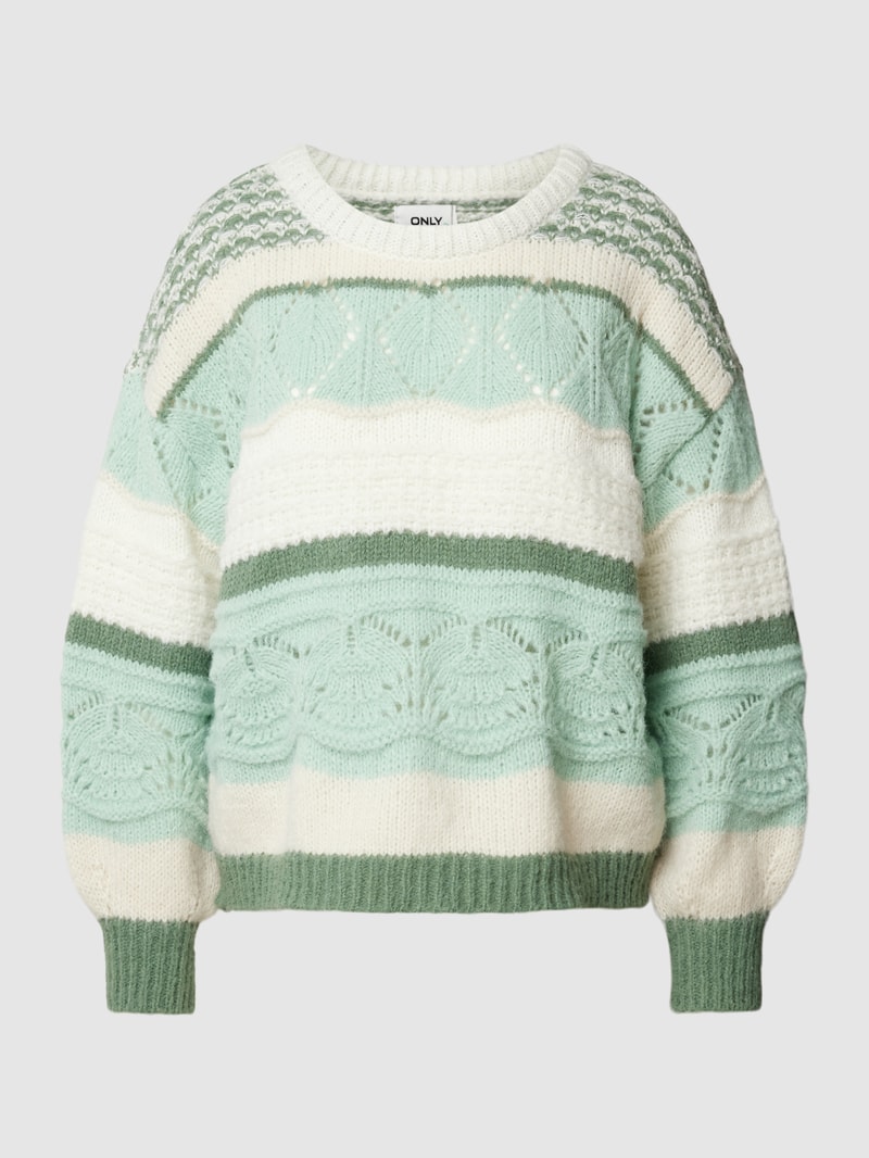 Strickpullover mit Streifenmuster Modell 'ADINA' in lindgrün