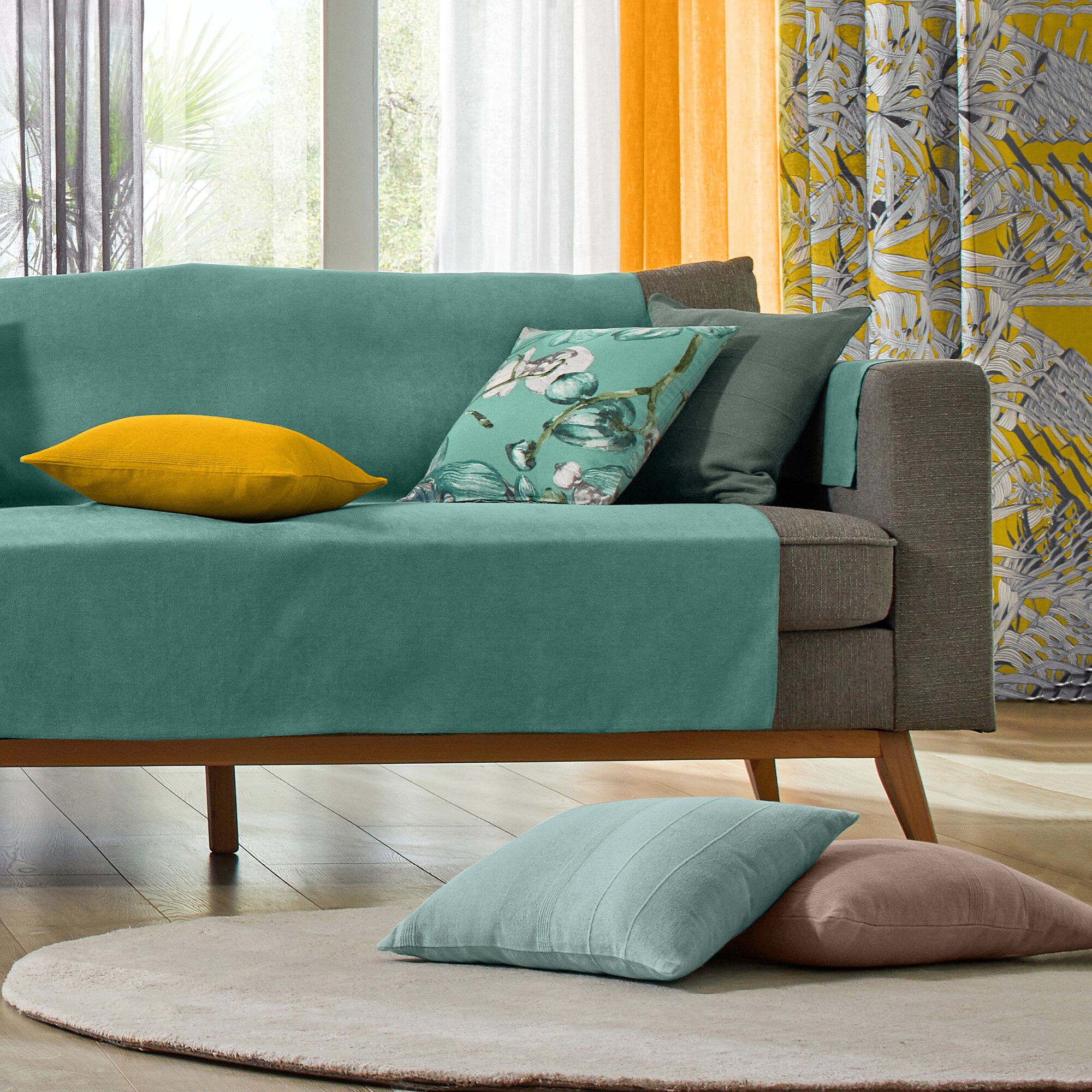 Housse coussin unie coton tissage artisanal