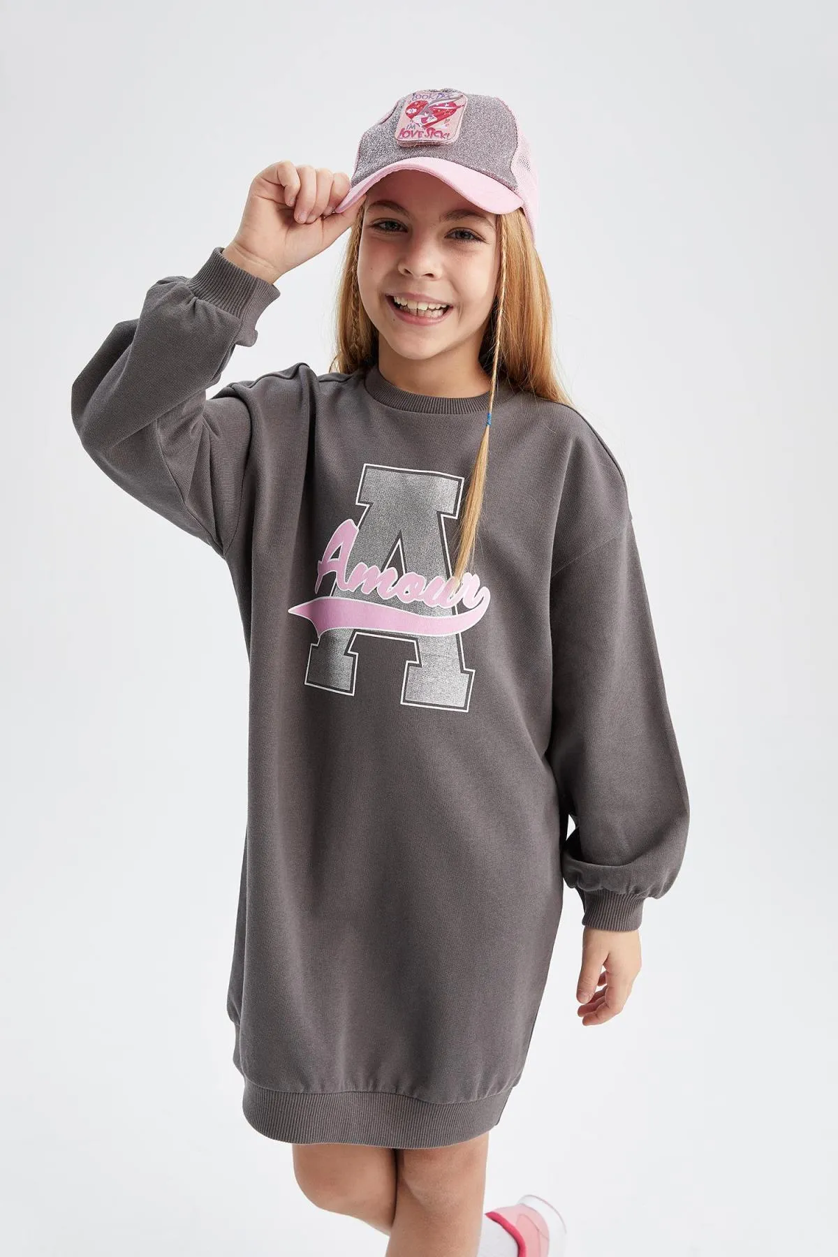 DeFacto  Bedrucktes Sweatkleid mit Rundhalsausschnitt für Mädchen - Langarm Z4933a623sp
