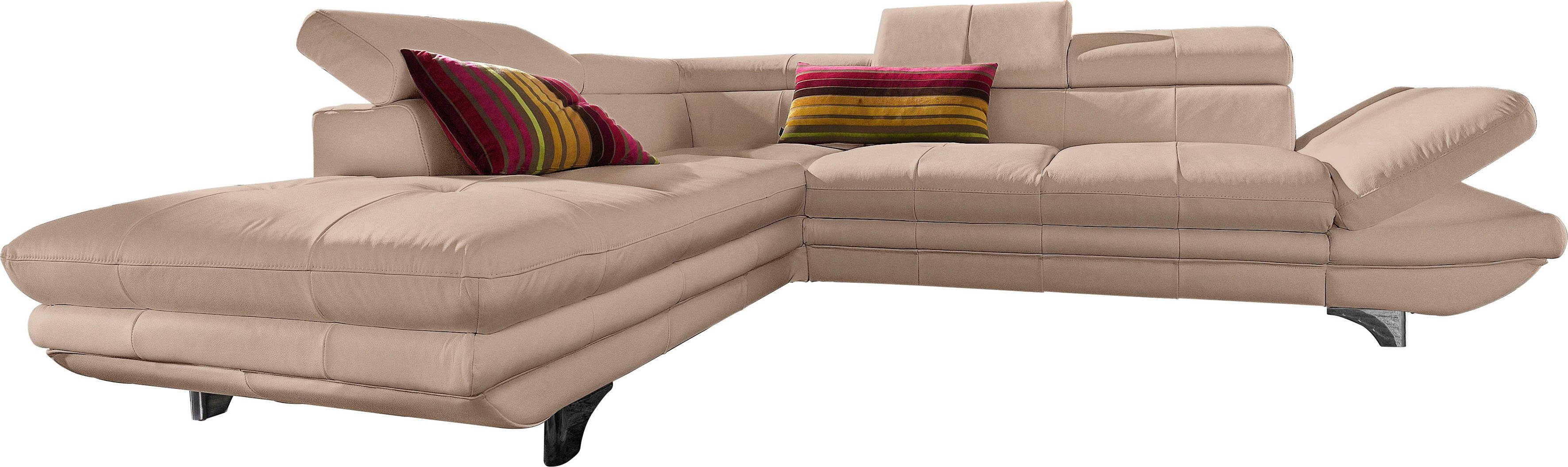 COTTA Polstergarnitur Enterprise, (Set), Set: Ecksofa, Hocker, Kopfteilverstellung, wahlweise mit Bettfunktion