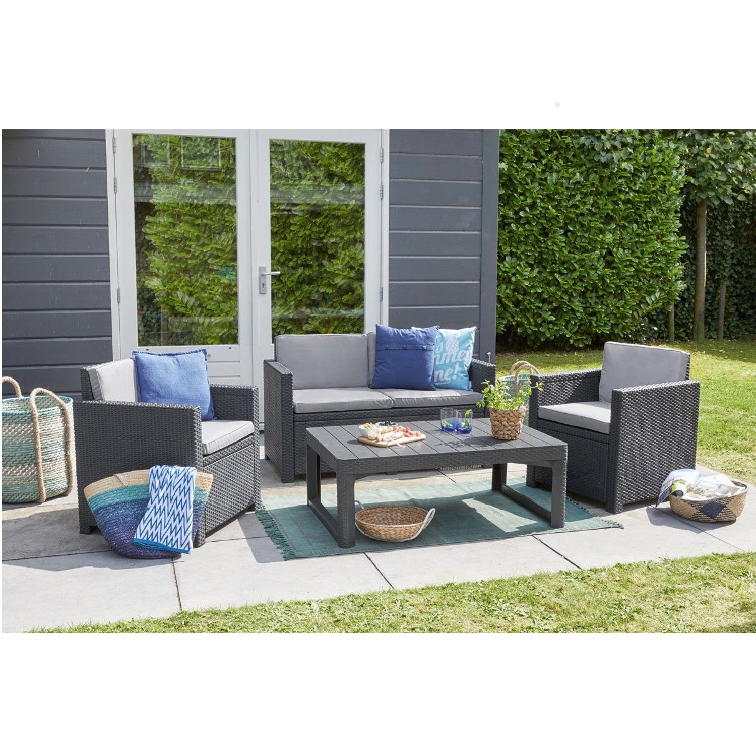 Allibert Gartentisch Lyon, höhenverstellbar [65 cm / 40 cm Tischhöhe]; witterungsbeständig