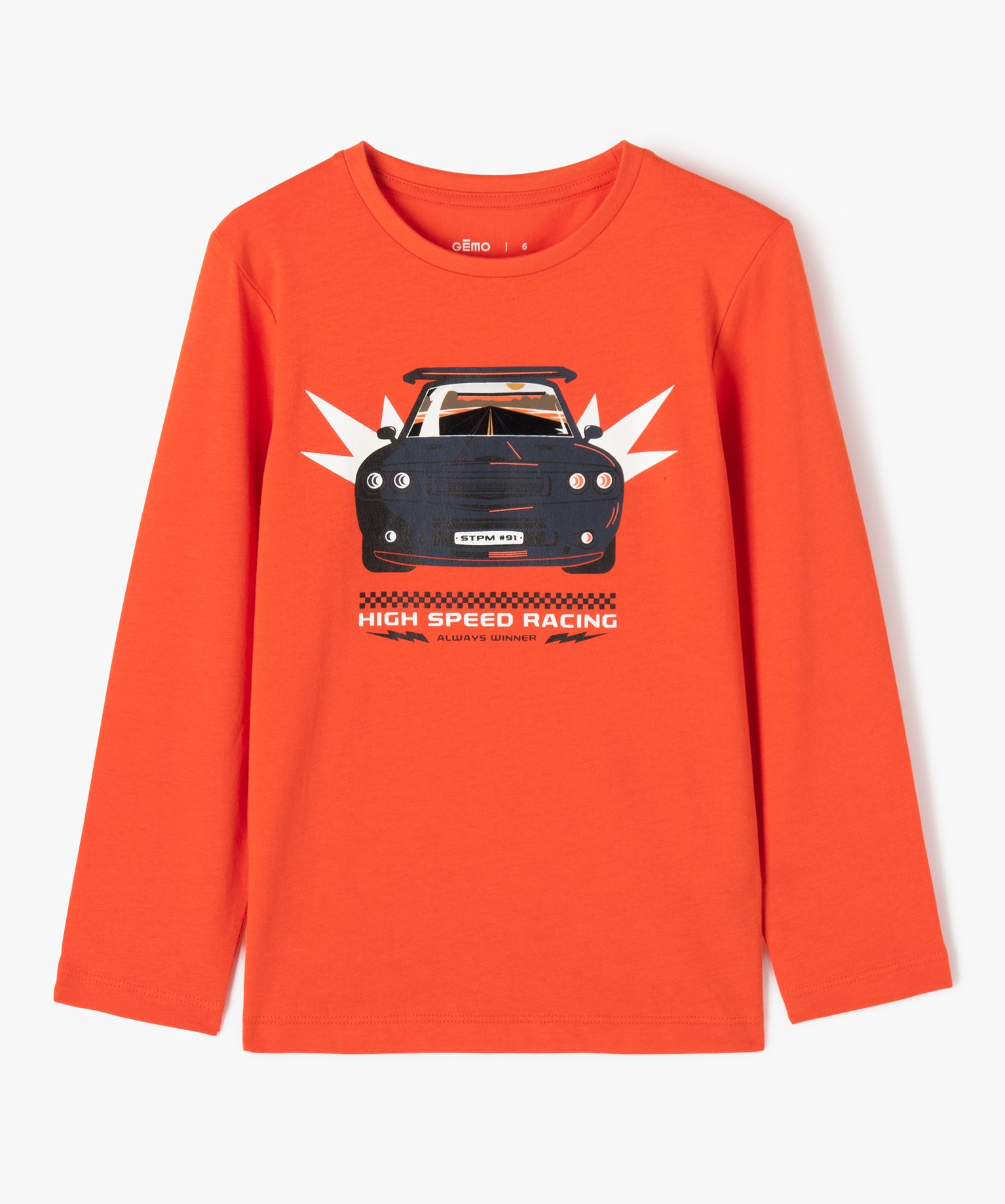 Tee-shirt à manches longues avec motif orange | GEMO