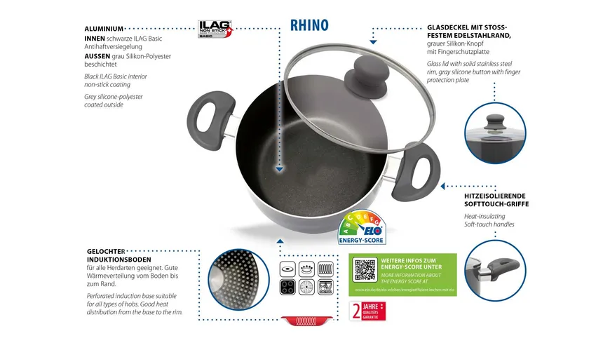 ELO Fleischtopf Rhino Ø 24cm schwarz