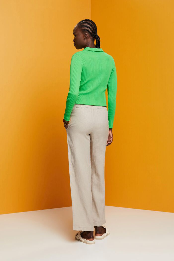 Pull-on-Leinenhose mit weitem Bein