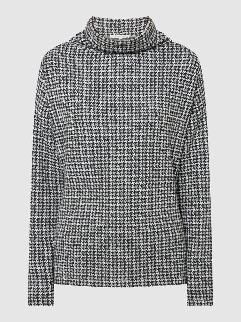 Sweatshirt mit Hahnentritt in schwarz