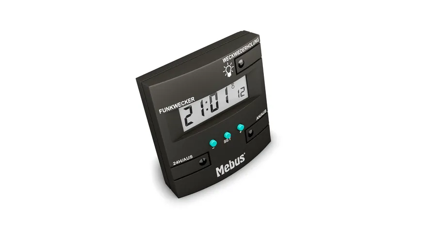 Mebus Funkwecker digital schwarz