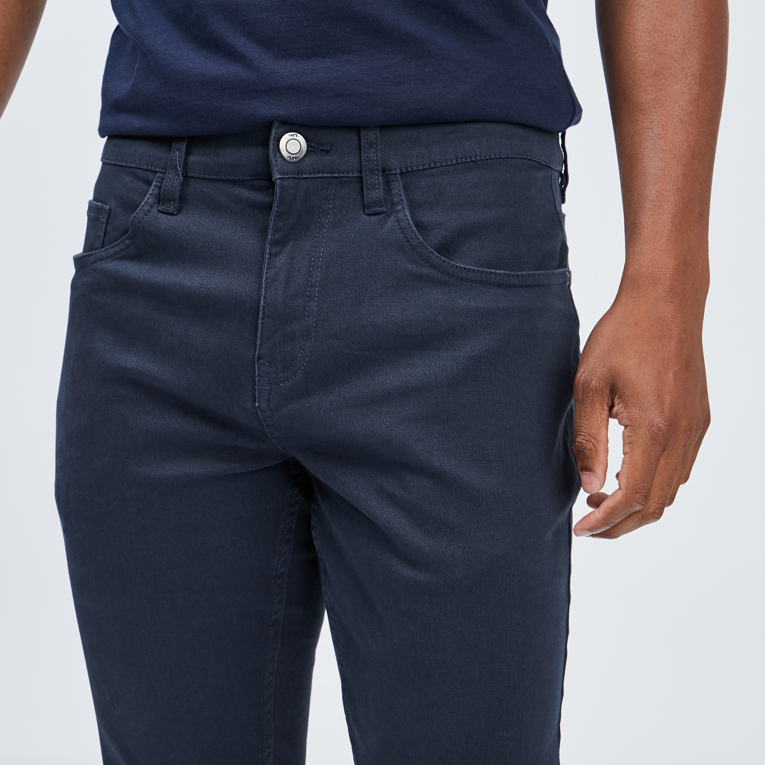 Pantalon droit en coton bleu marine homme | La Halle
