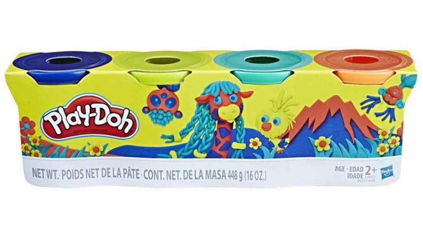 Hasbro - Play-Doh 4er Pack hellblau, hellgrün, pink und lila 448 g