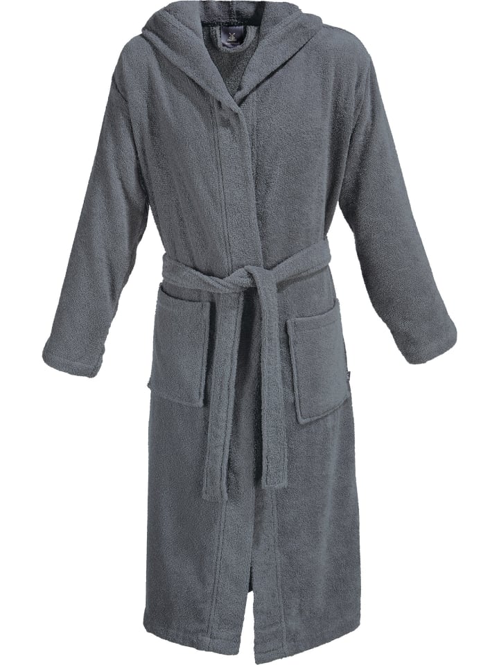 Erwin Müller Frottier Unisex-Bademantel mit Kapuze Heidelberg in anthrazit günstig kaufen