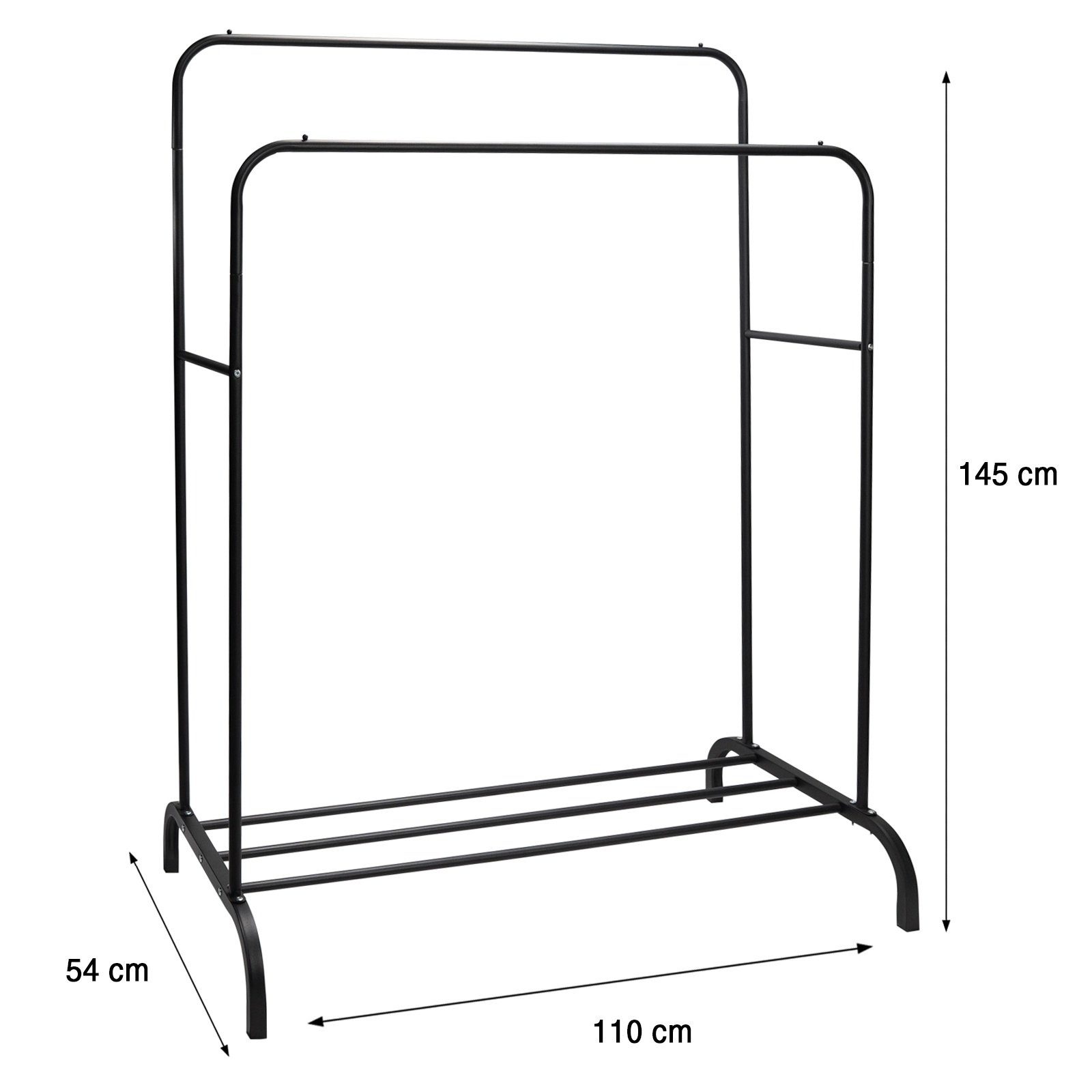 Grafner Wäscheständer Kleiderständer Kleiderstange aus Metall schwarz Garderobe KS11096, Maße (LxTxH): 110x54x145 cm