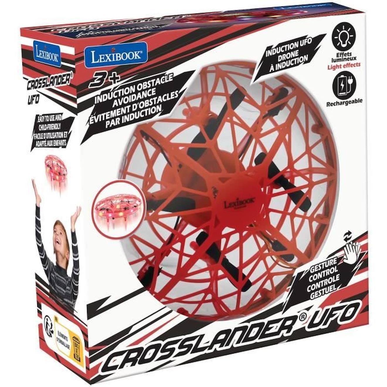 Mini drone volant à induction jusqu’à 5km/h (3 miles) rouge