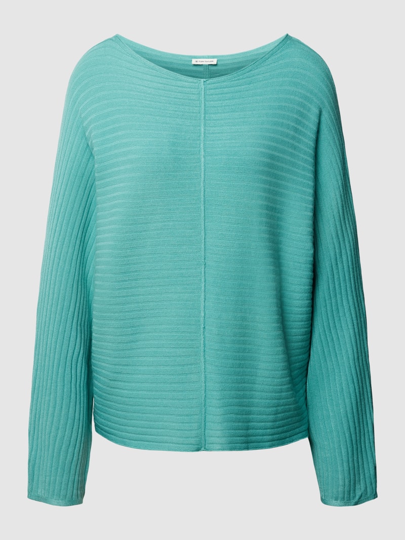 Strickpullover aus Viskose-Mix mit Rippenstruktur in petrol