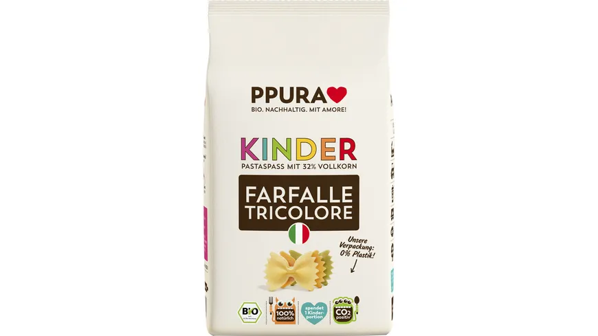PPURA Bio Nudeln Farfalle Tricolore 500 g