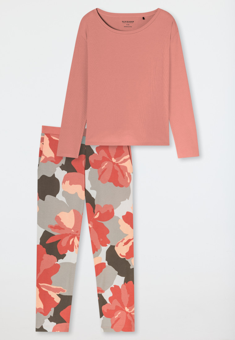 Schlafanzug 7/8 Doppelripp papaya - Modern Nightwear